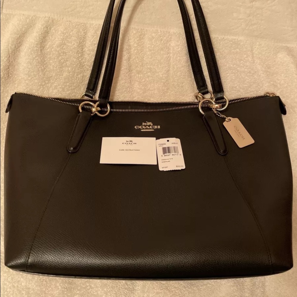 COACH F35808 WOMEN HANDBAG AVA TOTE Black With Gold New!!!